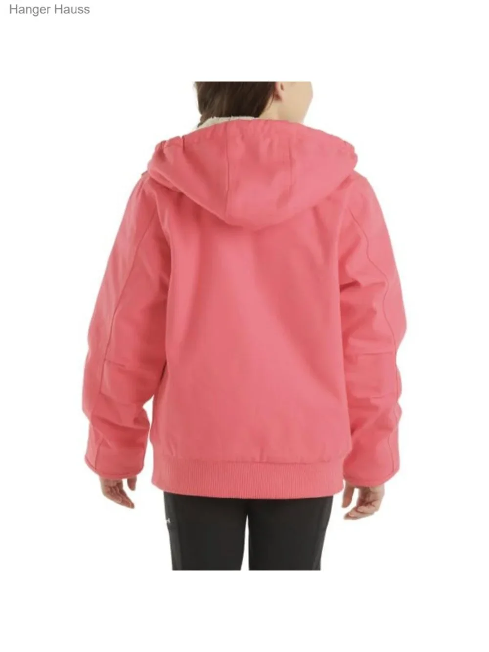 Girls Zip Front Canvas Insulated Hooded Active Jacket Sherpa Fleece Lined Winter